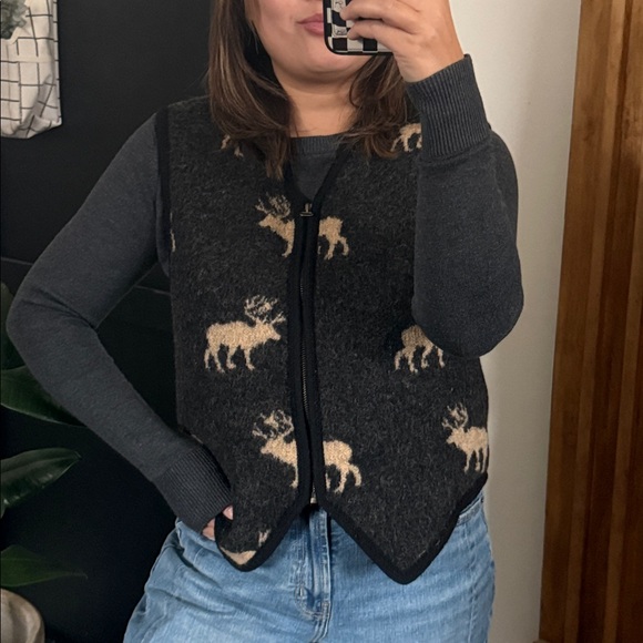 Vintage Lisa International 100% Boiled Wool Zip Front Sweater Vest. L - Picture 6 of 8